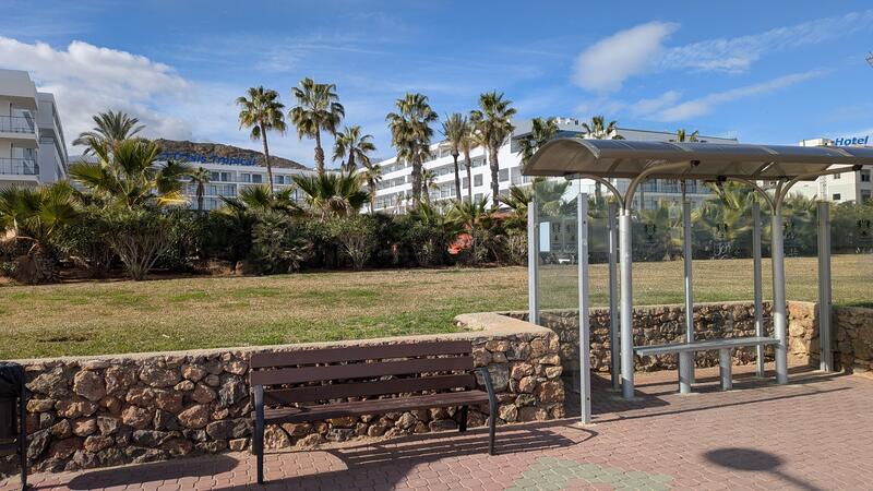 Mojacar, Marina de la Torre (Bus stop on beach road in front of Oasis Hotel)