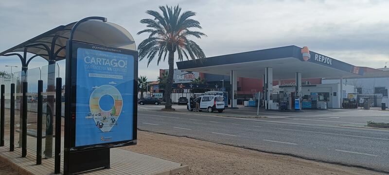 Bus stop opposite Repsol petrol station, Cabo de Palos