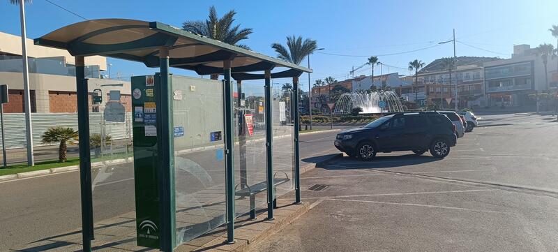 Bus stop near the petrol station, San Juan